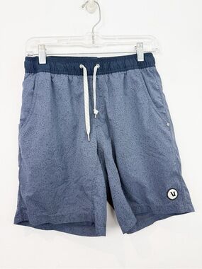 Vuori Men’s Kore Short Blue Sea Herringbone Print Size Small